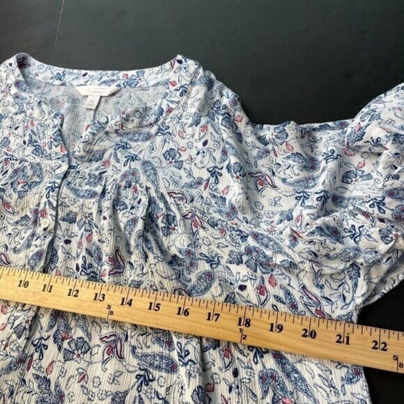 Lauren Conrad Womens Floral Button Up Ruffle  Blouse Top Size XL Multicolor Used - Picture 3 of 15